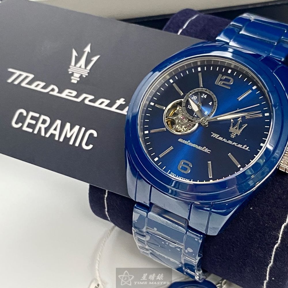 MASERATI手錶,編號R8823150002,46mm寶藍錶殼,寶藍錶帶款◉20A004